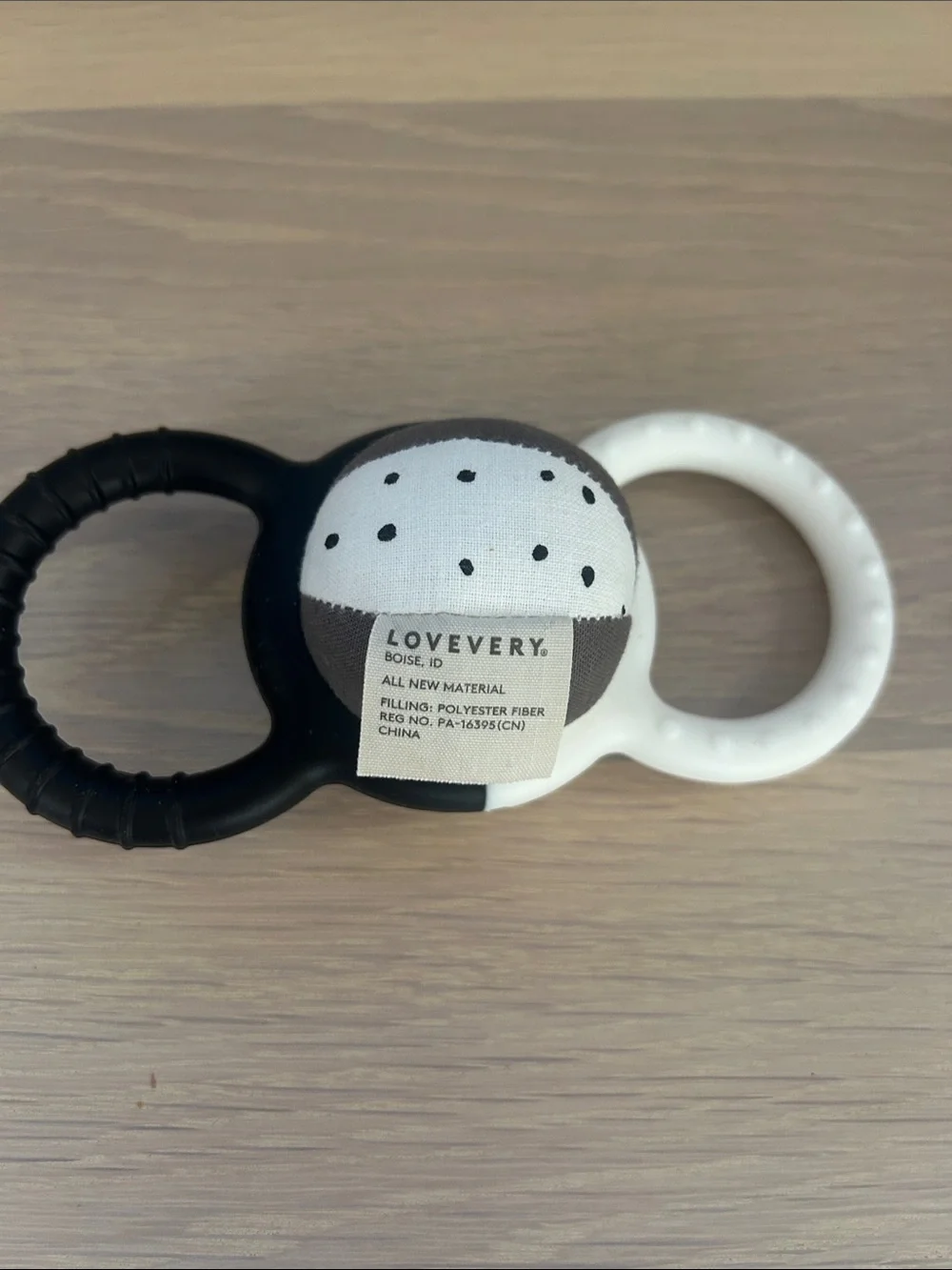 Lovevery Black & White Baby Teether & Rattle Ball Montessori Learning Toy 0mo+